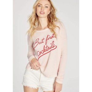 Wild Fox Womens L Pink But First. Cocktails Hudson